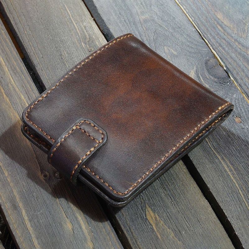 Herr Äkta Läder Bifold Multi-card Slot Korthållare Vintage Edc Myntväska Bälte Slida Plånbok Midjeväska