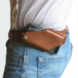 Herr Äkta Läder Fanny Pack 4.7 Tum~6.5 Tum Telefonväska Midjeväska Lätt Att Bära Edc Väska För Utomhusbruk