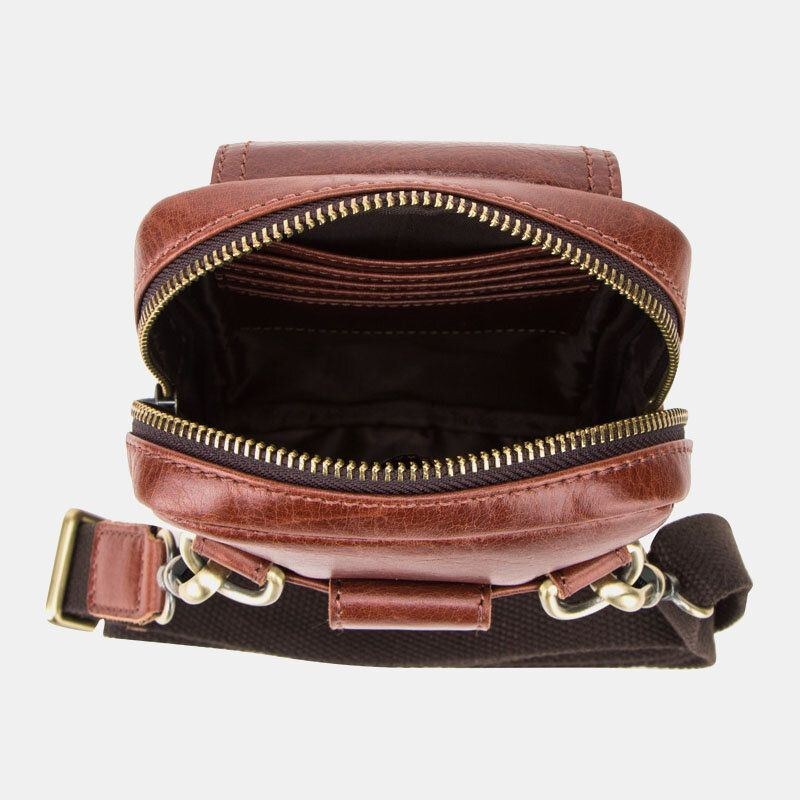 Herr Äkta Läder Retro Fashion 5.8 Tums Telefonväska Multi-carry Crossbody Bag Midjeväska