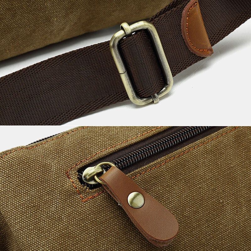 Herr Canvas Midjeväska Multifunktionell Hasp Pocket Outdoor Casual Bröstväska Axelväska