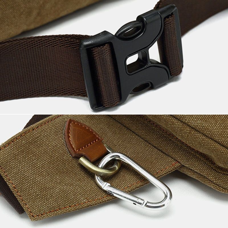 Herr Canvas Midjeväska Multifunktionell Hasp Pocket Outdoor Casual Bröstväska Axelväska