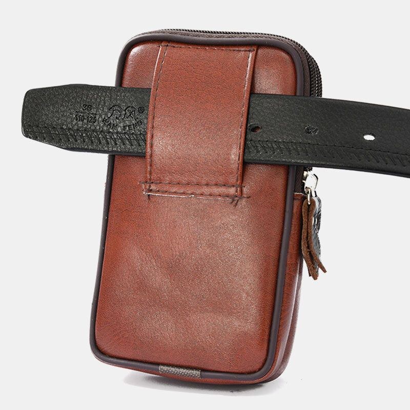 Herr Pu Läder Multifunktion Casual 6.3 Tums Telefonväska Midjeväska Sling Bag