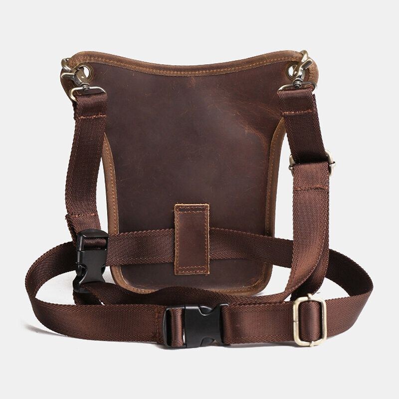 Herr Retro Äkta Läder Midjeväska Med Flera Fickor Outdoor Sport 6.5 Tums Telefonväska Dragkedja Crossbody-väskor Axelväska