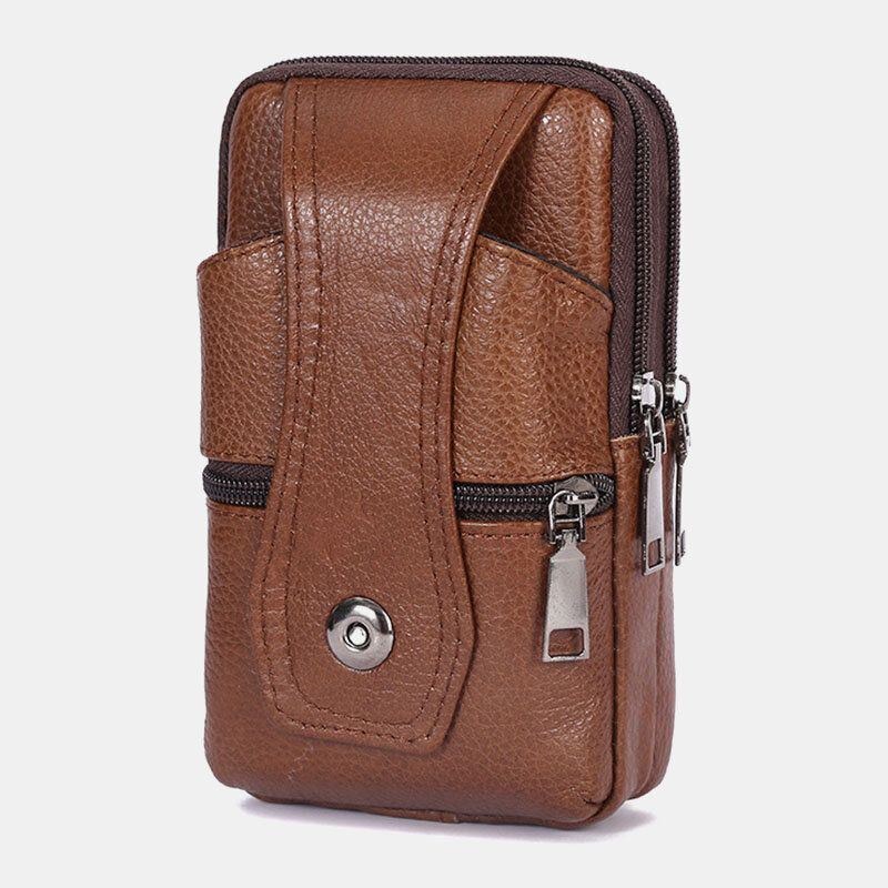 Herr Slitstark Flap Magnetisk Knapp Design Midjeväska Andas Smaklös Bältesväska 6.5 Tums Telefonväska Crossbody-väskor Med Axelrem