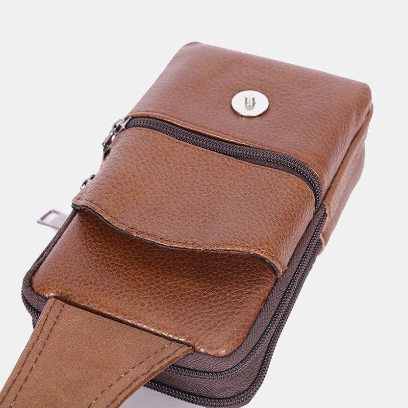 Herr Slitstark Flap Magnetisk Knapp Design Midjeväska Andas Smaklös Bältesväska 6.5 Tums Telefonväska Crossbody-väskor Med Axelrem