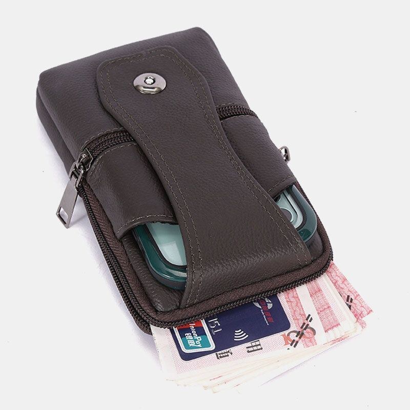 Herr Slitstark Flap Magnetisk Knapp Design Midjeväska Andas Smaklös Bältesväska 6.5 Tums Telefonväska Crossbody-väskor Med Axelrem