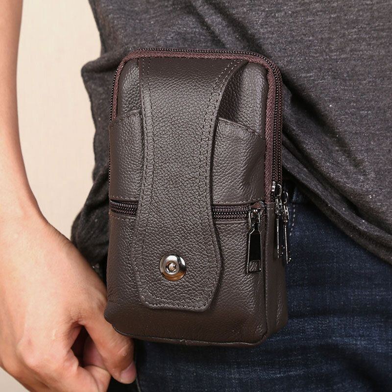 Herr Slitstark Flap Magnetisk Knapp Design Midjeväska Andas Smaklös Bältesväska 6.5 Tums Telefonväska Crossbody-väskor Med Axelrem