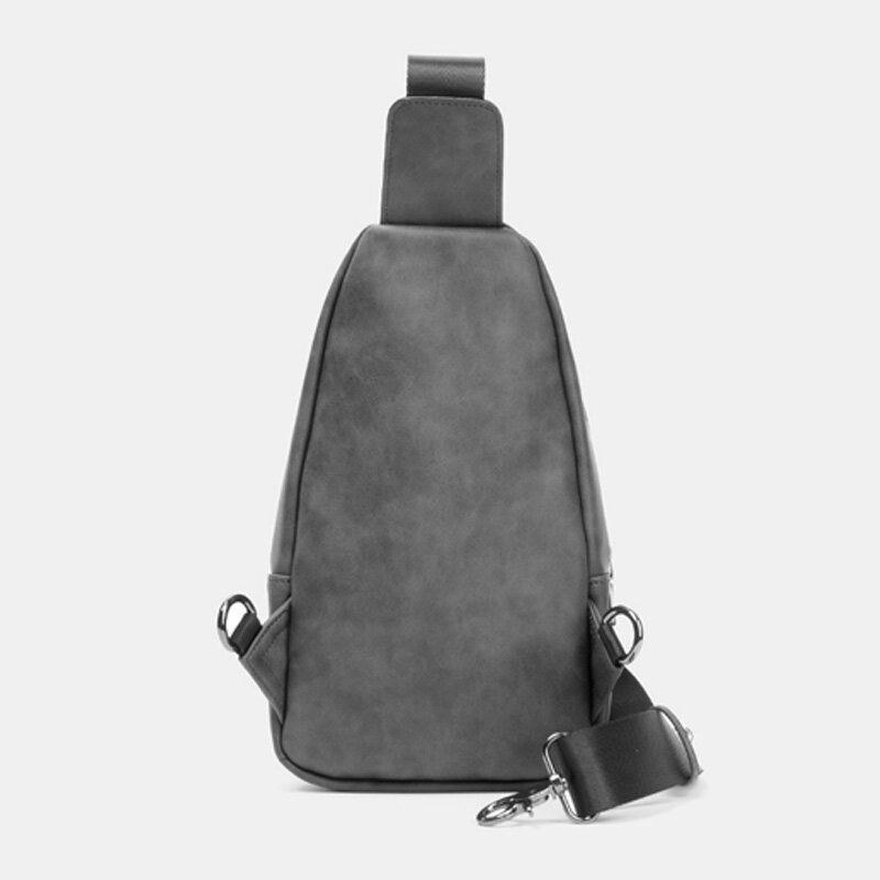 Herr Enfärgad Hörlurar Hål Design Flerficks Bröstväska Casual Outdoor Pu Mjukt Läder Slitstarka Crossbody-väskor Axelväska