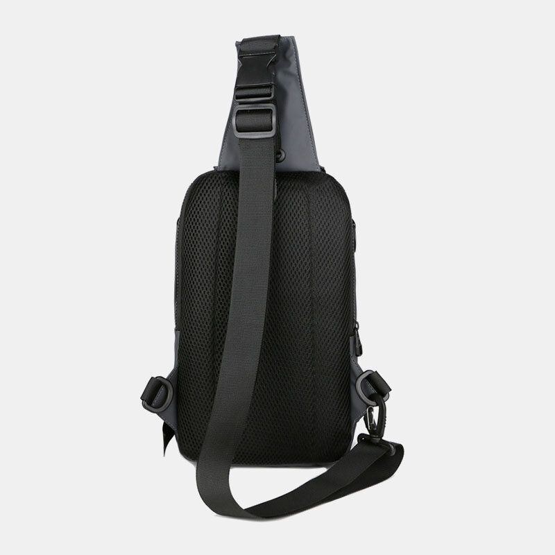 Herr Flerlagers Space Business Solid Axelväska Crossbody-väska Bröstväska Med Usb-laddning