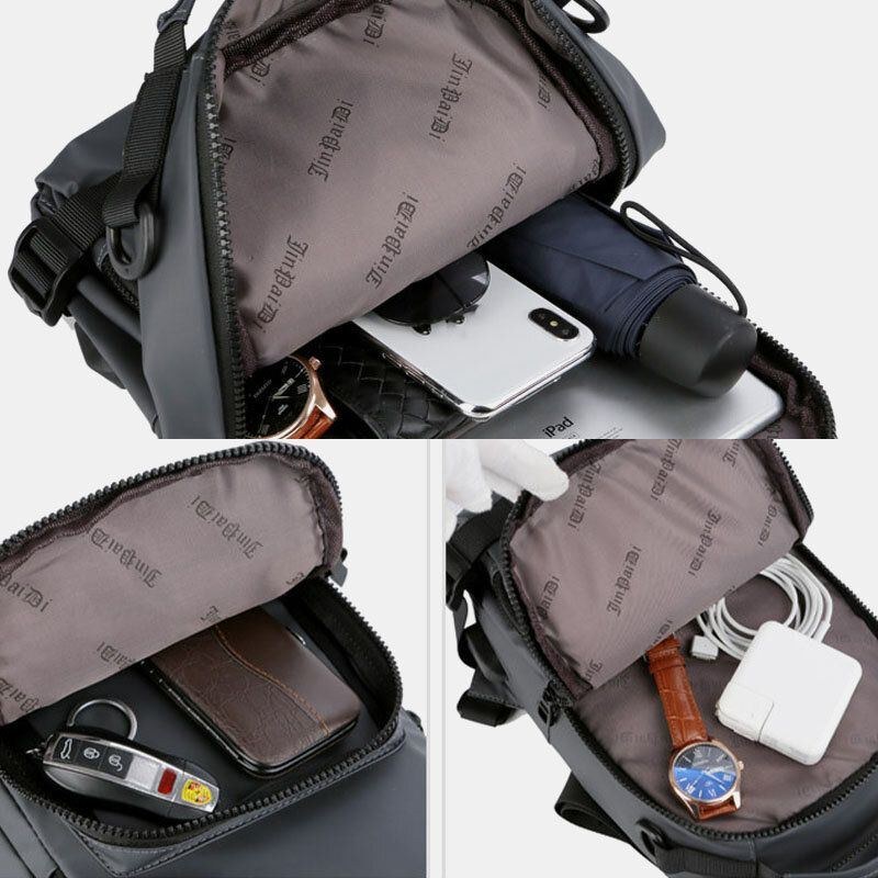 Herr Flerlagers Space Business Solid Axelväska Crossbody-väska Bröstväska Med Usb-laddning