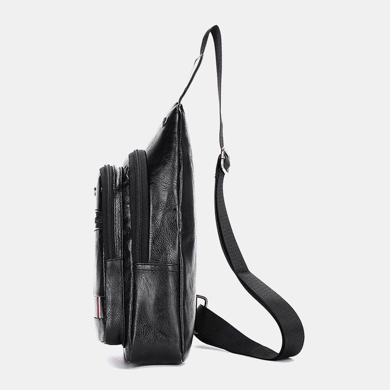 Herr Hörlurar Hål Business Multi-pocket Crossbody Bag Bröstväska Sling Bag