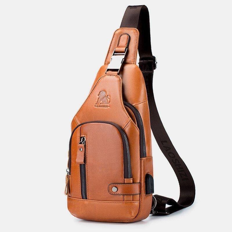 Herr Kohud Multi-pocket Usb Laddningsväska Utomhusresor Stöldskydds Crossbody Axelväska