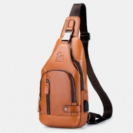 Herr Kohud Multi-pocket Usb Laddningsväska Utomhusresor Stöldskydds Crossbody Axelväska