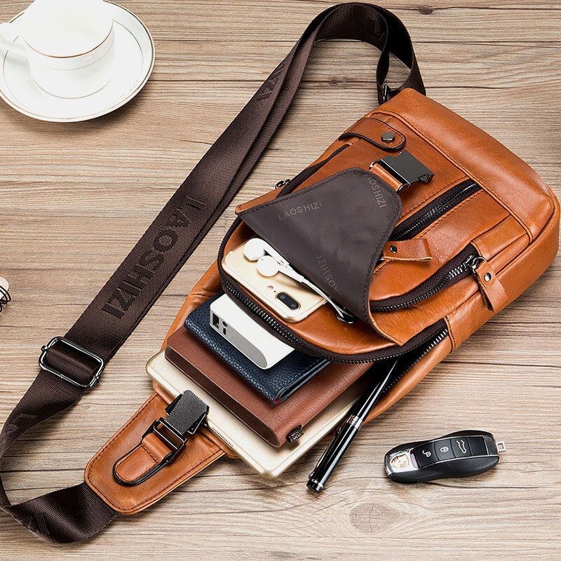 Herr Kohud Multi-pocket Usb Laddningsväska Utomhusresor Stöldskydds Crossbody Axelväska