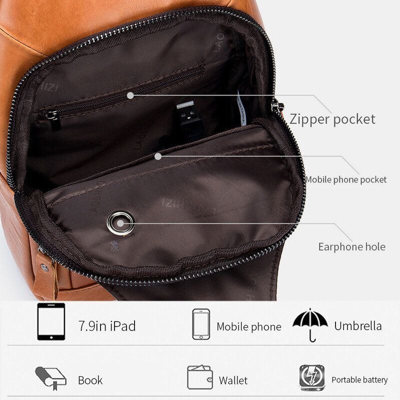 Herr Kohud Multi-pocket Usb Laddningsväska Utomhusresor Stöldskydds Crossbody Axelväska