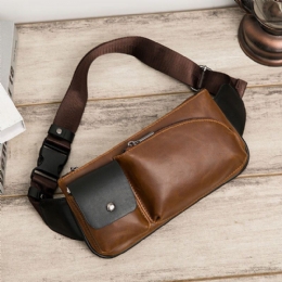 Herr Konstläder Retro Business Casual Multi-carry Midjeväska Bröstväska Sling Bag