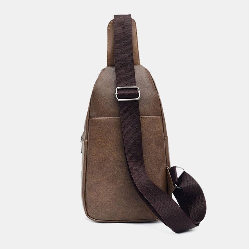 Herr Large Capacity Hörlurshål Business Multi-pocket Crossbody Bag Bröstväska Sling Bag