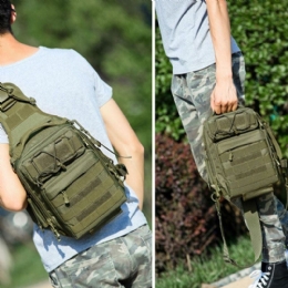 Herr Nylon Kamouflage Stor Kapacitet Multi-carry Tactical Travel Outdoor Bröstväska Axelväska