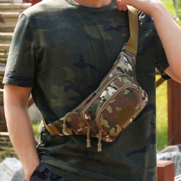 Herr Nylon Multi-carry Multi-pocket Outdoor Tactical Camouflage Riding Midjeväska Axelväska Bröstväska