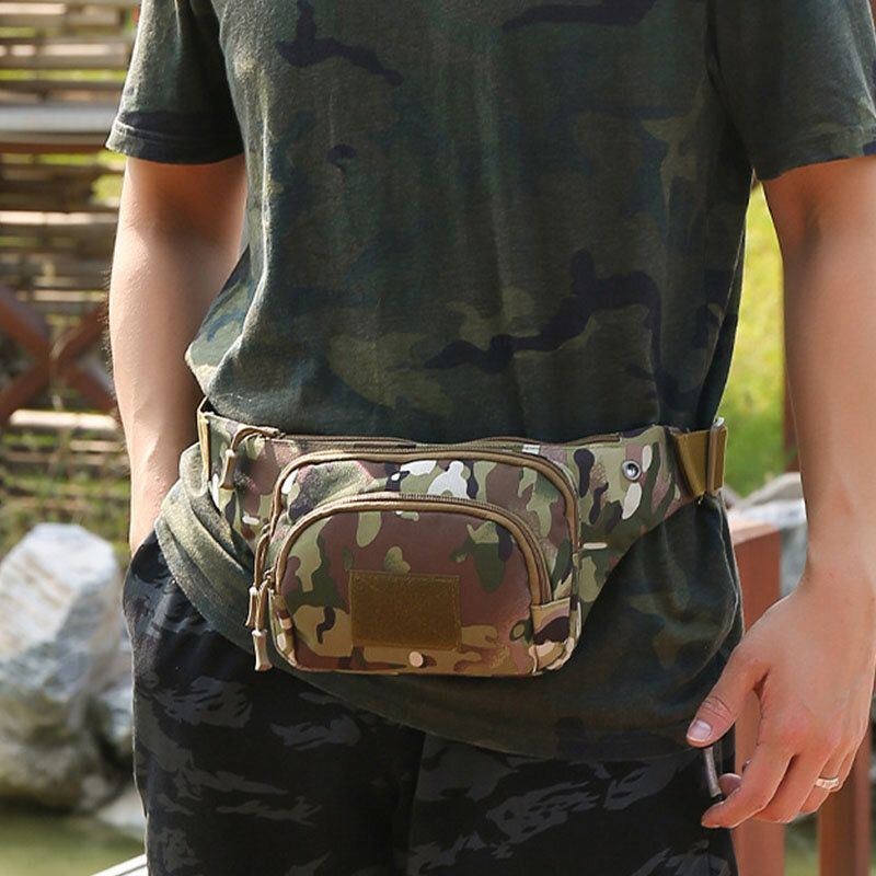 Herr Nylon Multi-carry Multi-pocket Outdoor Tactical Camouflage Riding Midjeväska Axelväska Bröstväska