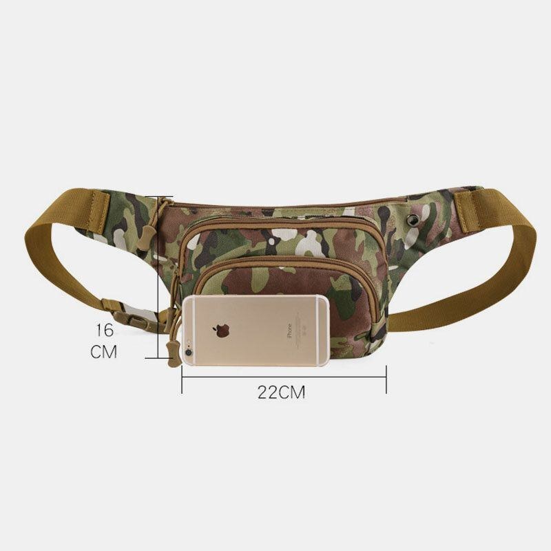 Herr Nylon Multi-carry Multi-pocket Outdoor Tactical Camouflage Riding Midjeväska Axelväska Bröstväska