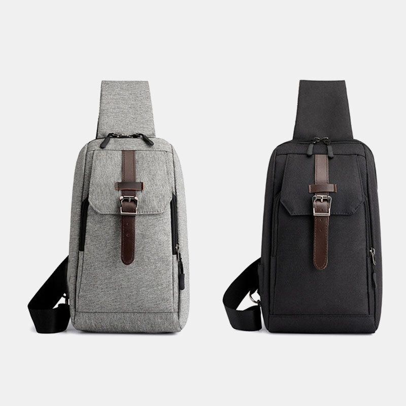 Herr Oxford Casual Slitstark Multifunktions Usb-laddningsväska Crossbody-väska