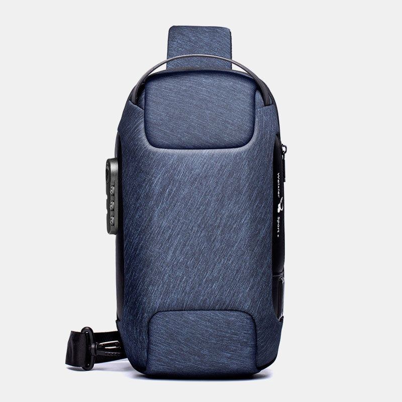 Herr Oxford Lösenord Usb Laddning Stöldskydd Flerlager Vattentät Crossbody-väska Bröstväska Sling Bag