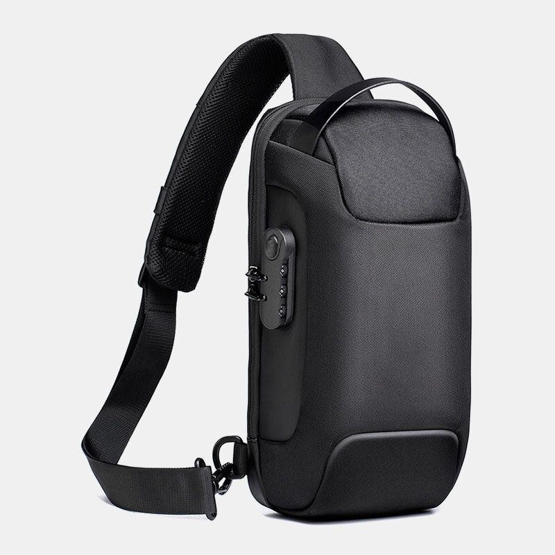 Herr Oxford Lösenord Usb Laddning Stöldskydd Flerlager Vattentät Crossbody-väska Bröstväska Sling Bag