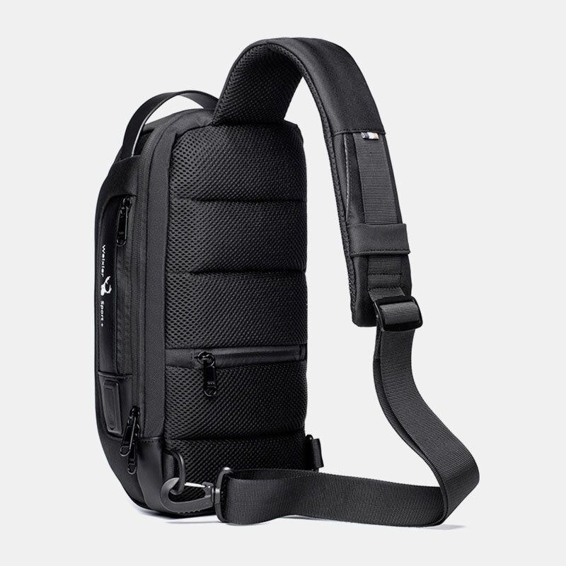 Herr Oxford Lösenord Usb Laddning Stöldskydd Flerlager Vattentät Crossbody-väska Bröstväska Sling Bag