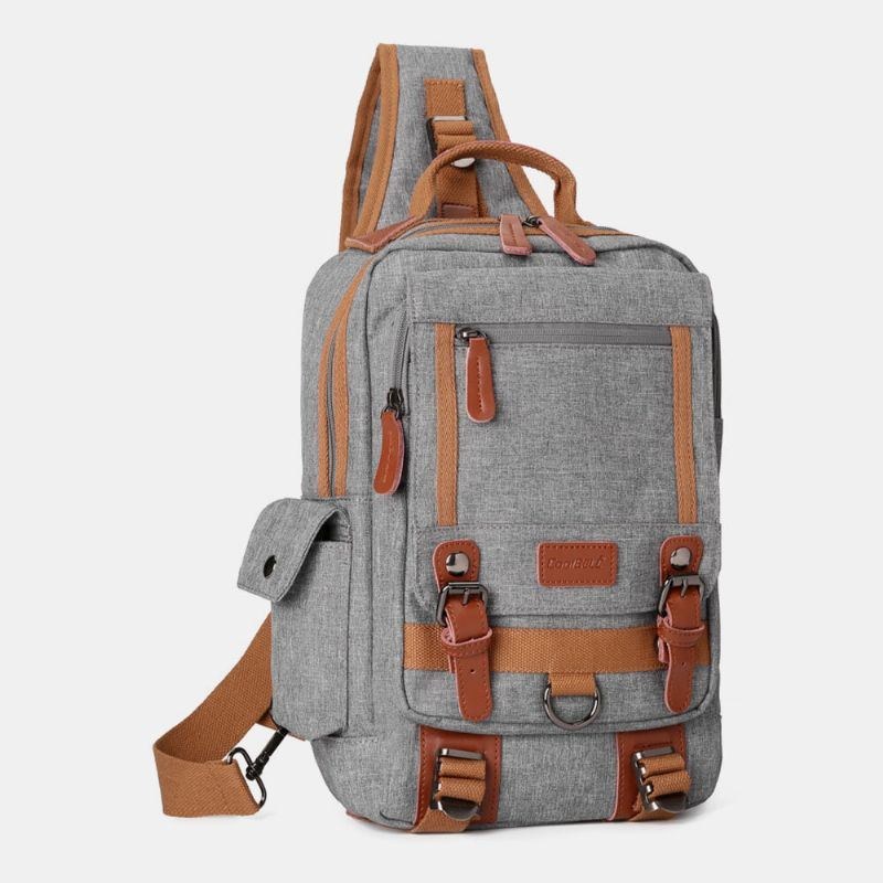 Herr Oxford Multi-pocket Vattentät Bröstväska Outdoor Travel Multifunktion Anti-stöld Crossbody Bag