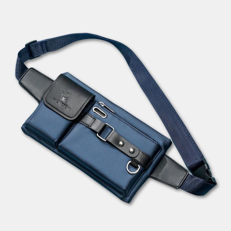 Herr Oxford Multifunktion Vattentät Hörlurar Hål Design Bröstväska Midjeväska Casual Fashion 6.5 Tums Telefonväska Crossbody-väskor