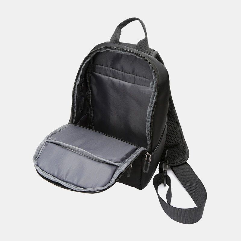 Herr Oxford Stor Kapacitet Usb Laddning Flerlager Vattentät Crossbody Bag Bröstväska Sling Bag