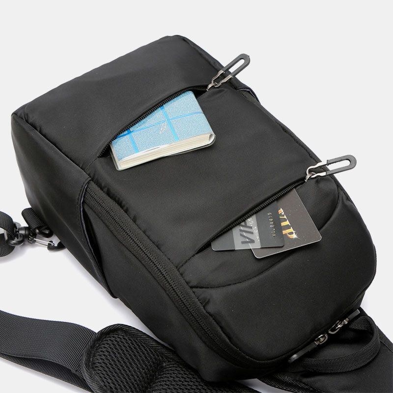 Herr Oxford Stor Kapacitet Usb Laddning Flerlager Vattentät Crossbody Bag Bröstväska Sling Bag