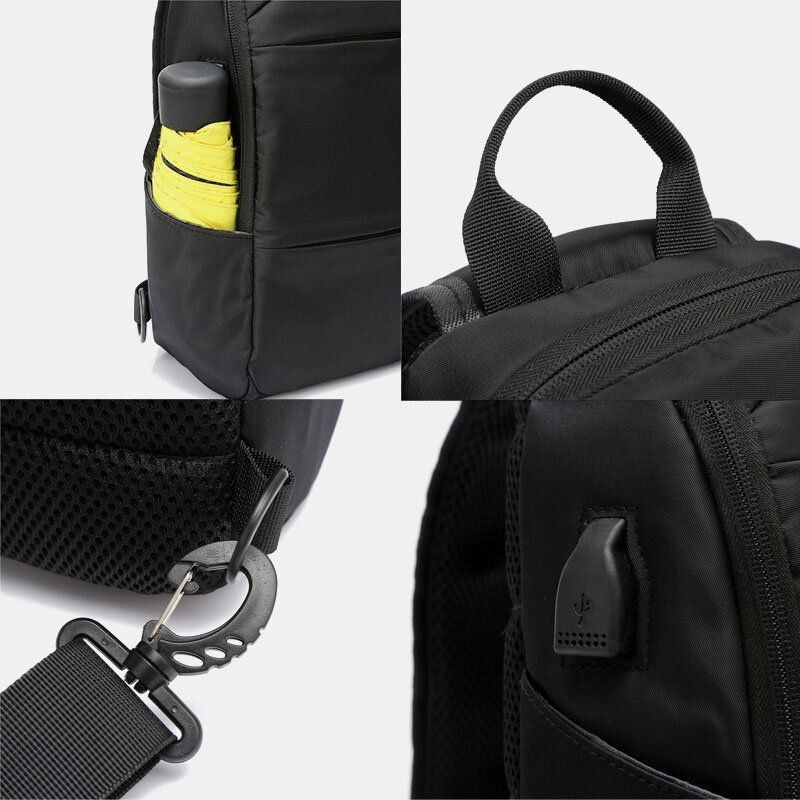 Herr Oxford Stor Kapacitet Usb Laddning Flerlager Vattentät Crossbody Bag Bröstväska Sling Bag