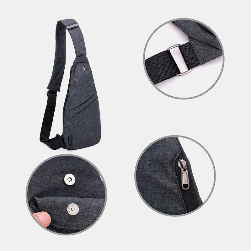 Herr Polyester Stor Kapacitet Flerfickor Vattentät Casual Crossbody-väska Bröstväska Sling Bag