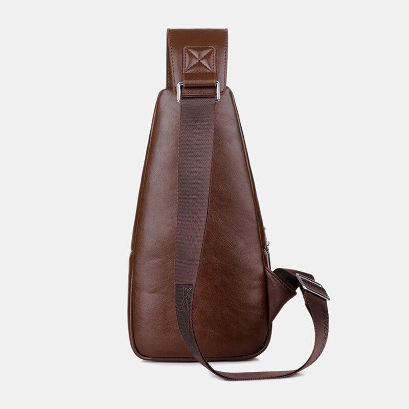 Herr Pu Läder Business Casual Utomhus Vattentät Multi-carry Axelväska Crossbody Bag Bröstväska Med Usb-laddning