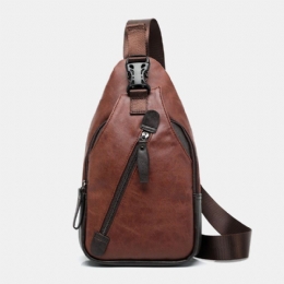 Herr Pu-läder Flerficks Vattentät Casual Crossbody-väska Bröstväska Sling Bag