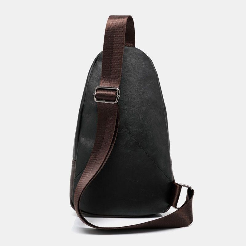 Herr Pu-läder Flerficks Vattentät Casual Crossbody-väska Bröstväska Sling Bag