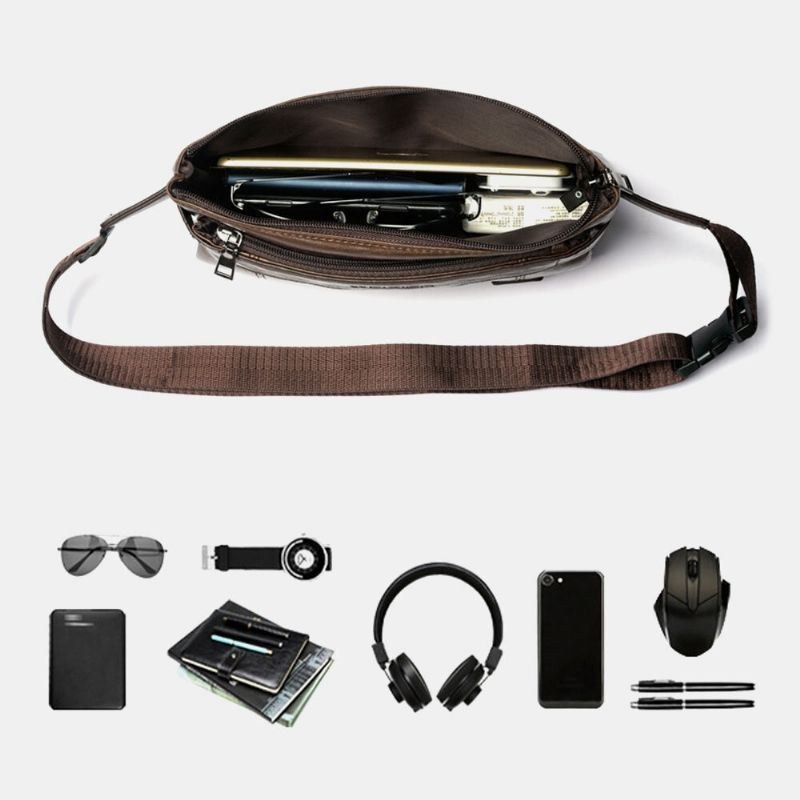 Herr Pu Läder Vattentät Bröstväska Med Stor Kapacitet Outdoor Outing 6.5 Tums Telefonväska Crossbody-väskor Axelväska