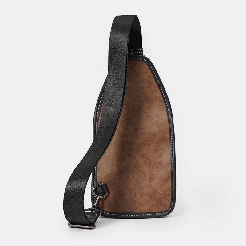 Herr Retro Casual Vattentät Stor Kapacitet Multifunktion Bröstväska Med Flera Fickor Pu Mjukt Läder Crossbody Axelväska