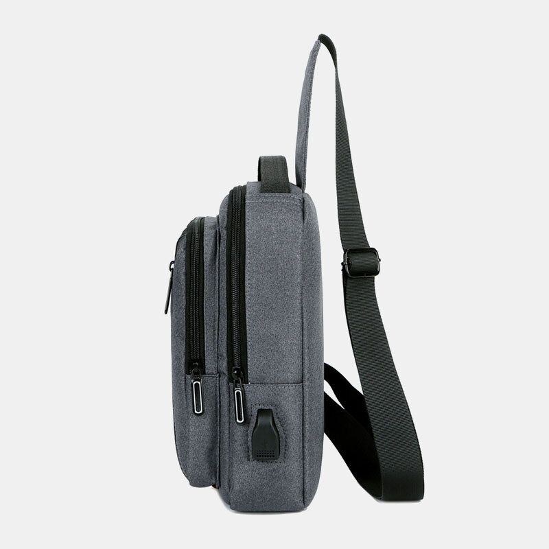 Herr Usb Laddning Bröstväska Med Flera Fickor Oxford Halkfri Slitbeständig Vattentät Casual Axelväska Crossbody-väskor