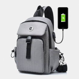 Herr Usb Laddning Multi-carry Flerlager Vattentät Crossbody Bag Bröstväska Sling Bag Ryggsäck