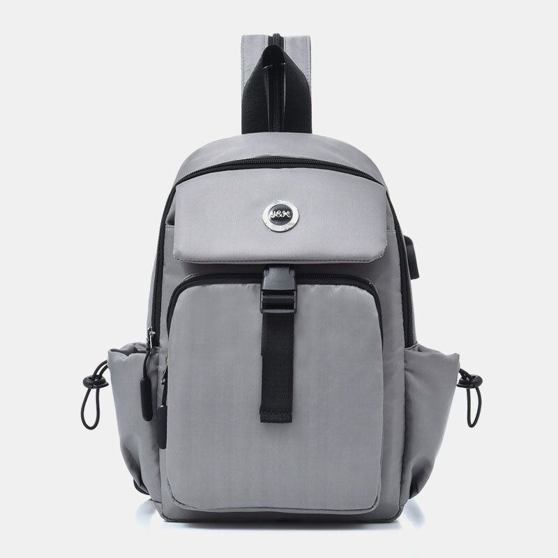 Herr Usb Laddning Multi-carry Flerlager Vattentät Crossbody Bag Bröstväska Sling Bag Ryggsäck