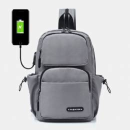 Herr Usb Laddning Multi-carry Flerlager Vattentät Crossbody Bag Bröstväska Sling Bag Ryggsäck