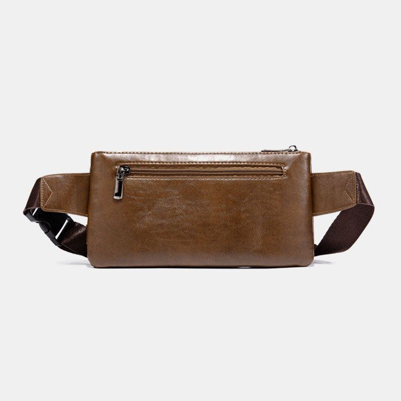 Herr Vintage Konstläder Multifunktion Slitbeständig Crossbody-väska Sling Bag Bröstväska