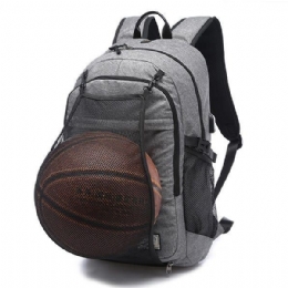 Herr Canvas Multifunktions Sportväska Casual Ryggsäck 17 Tums Basketryggsäck Med Usb-laddningsport