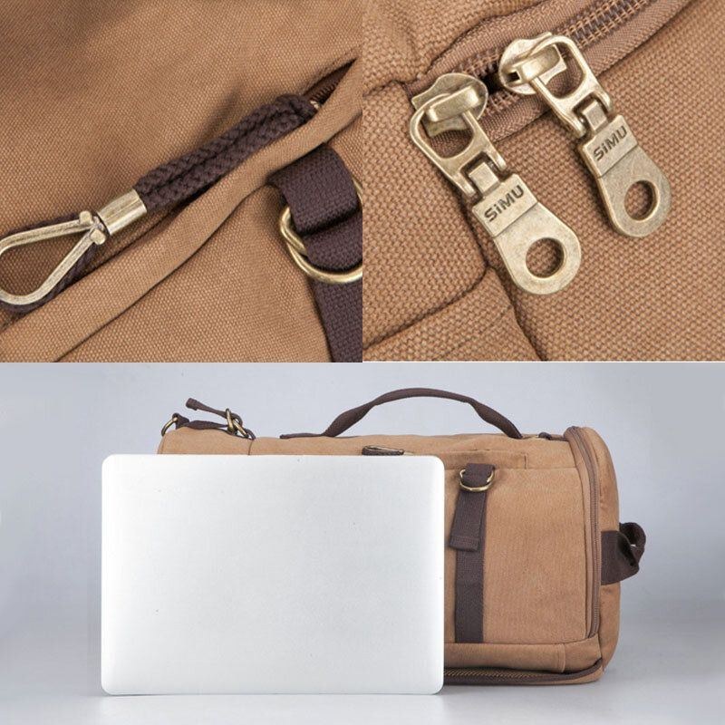 Herr Canvas Reseryggsäck Multifunktion Med Usb-laddningshandväska Axelväska Cross Body Bag