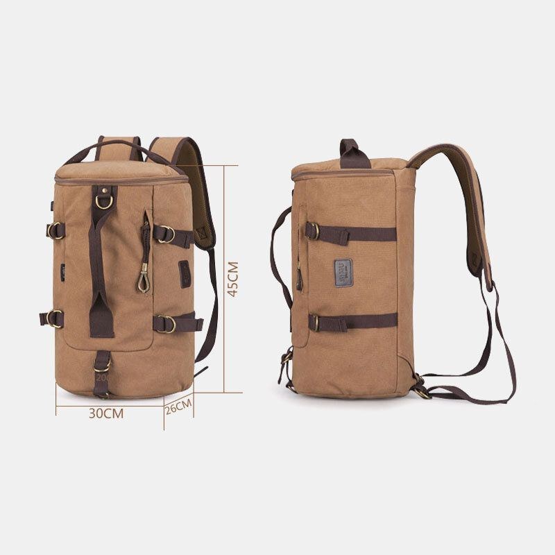 Herr Canvas Reseryggsäck Multifunktion Med Usb-laddningshandväska Axelväska Cross Body Bag