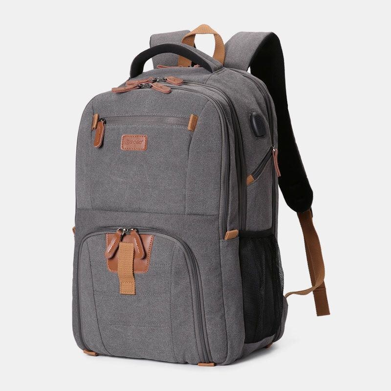 Herr Canvas Super Large Capacity Studentryggsäck Med Flera Fack Casual 17 Laptopväska Resväska