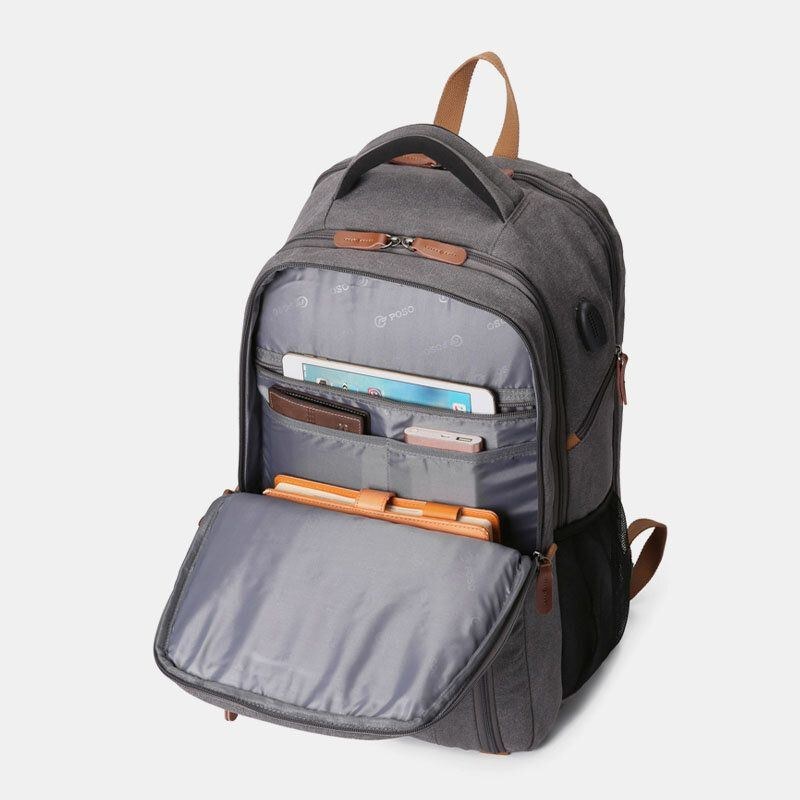 Herr Canvas Super Large Capacity Studentryggsäck Med Flera Fack Casual 17 Laptopväska Resväska